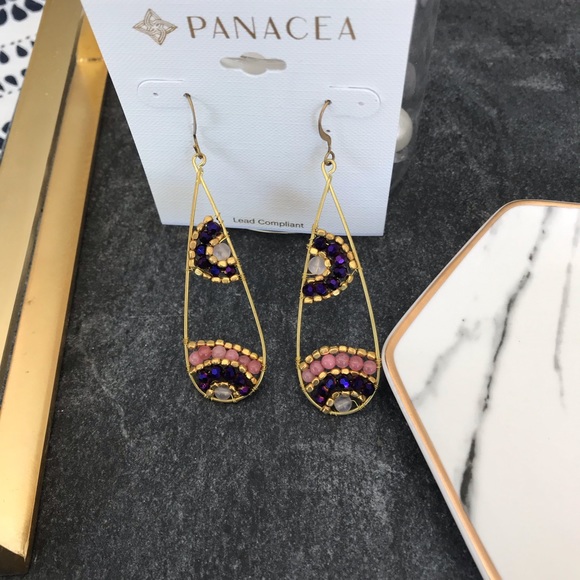 Statement Earrings. Beaded. NWT - Picture 3 of 3